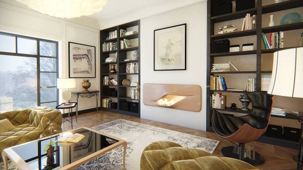 design kandalló a falban